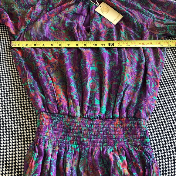 NWT Boho Ramy Brook Chiffon Dresses Rosanna Printed Long-Sleeve Mini Dress - Picture 9 of 10